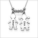 Mum Necklace with Engraved Kids Charms