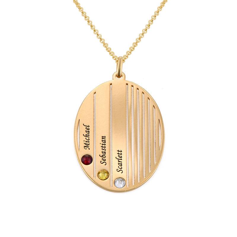 Engraved Family Necklace with Birthstones in Gold Plating-3 product photo