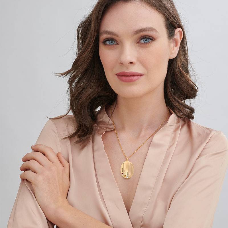 Engraved Family Necklace with Birthstones in Gold Plating-2 product photo