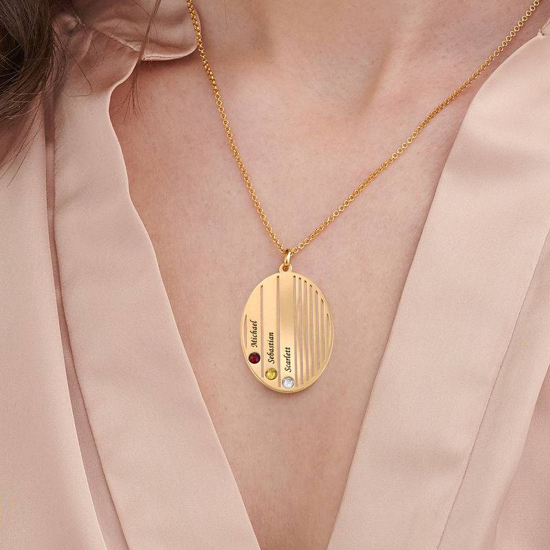 Engraved Family Necklace with Birthstones in Gold Plating-1 product photo