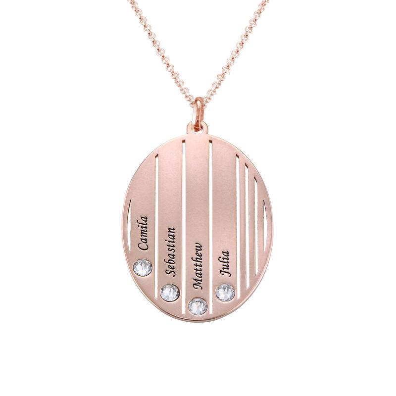Engraved Family Necklace with Birthstones in Rose Gold Plating-3 product photo