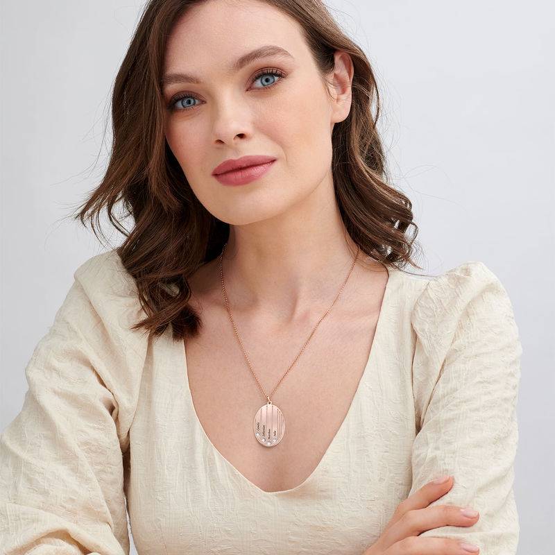 Engraved Family Necklace with Birthstones in Rose Gold Plating-1 product photo