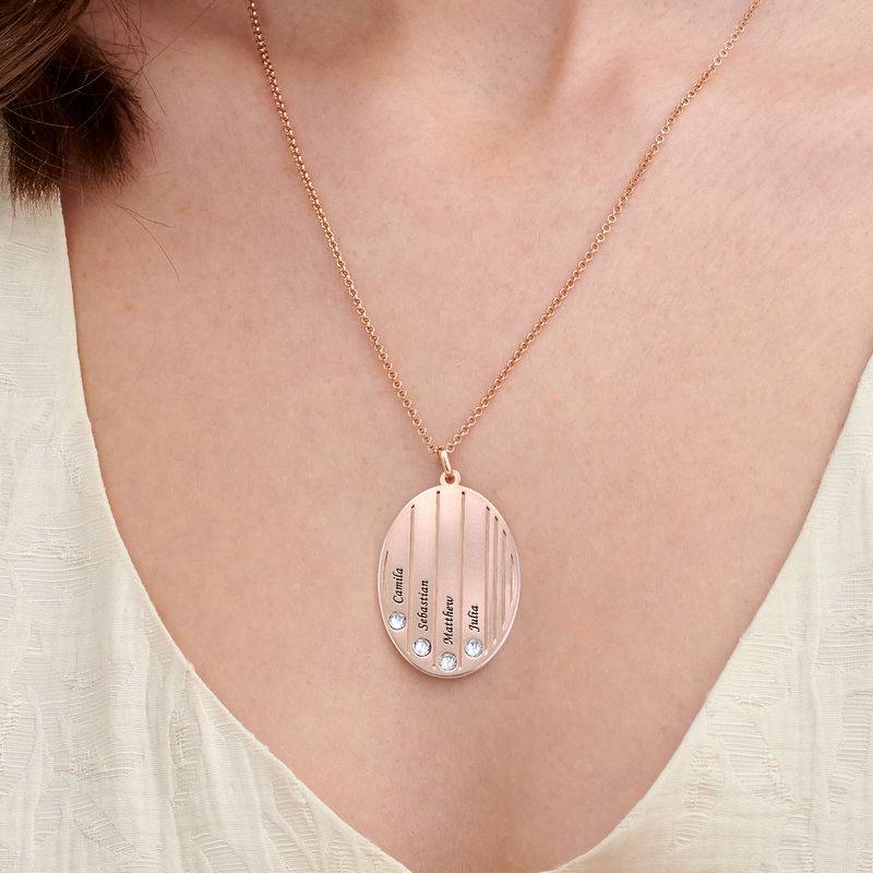 Engraved Family Necklace with Birthstones in Rose Gold Plating-2 product photo
