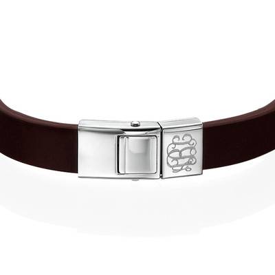Men's Brown Leather Monogram Bracelet-3 product photo