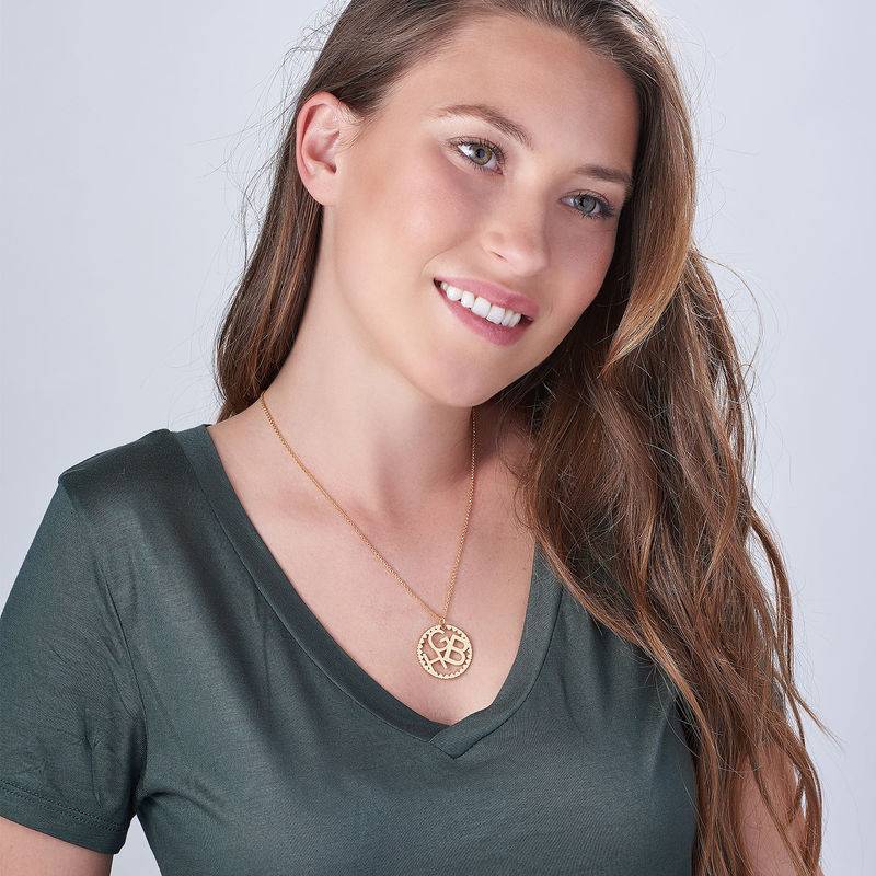 Multi Initials Circle Necklace in Gold Plating-4 product photo