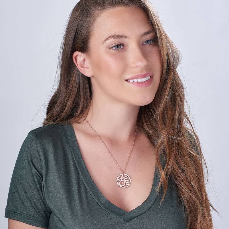 Multi Initials Circle Necklace in Rose Gold Plating-2 product photo