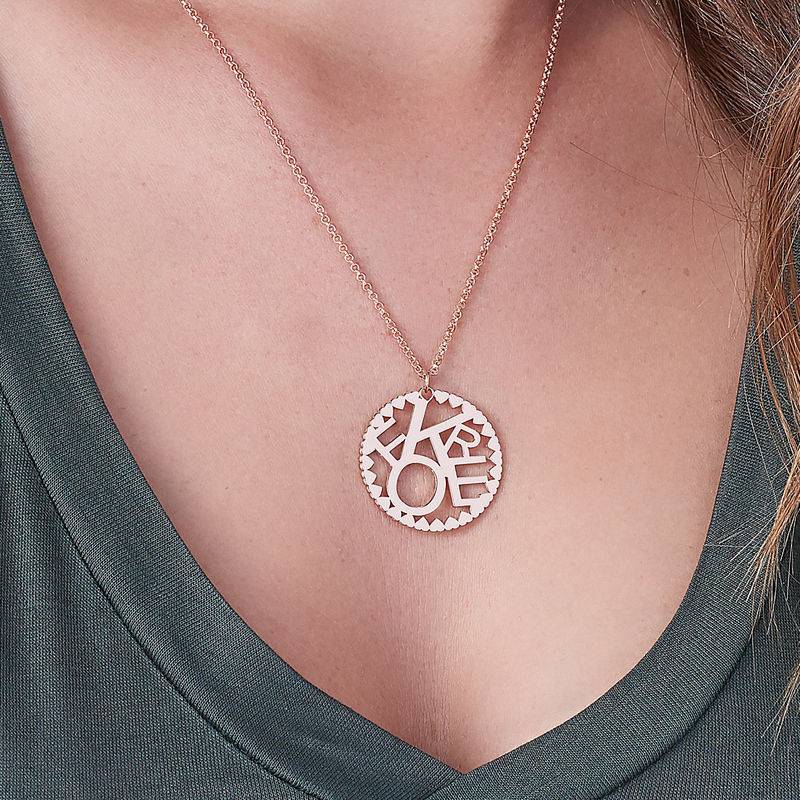 Multi Initials Circle Necklace in Rose Gold Plating-4 product photo