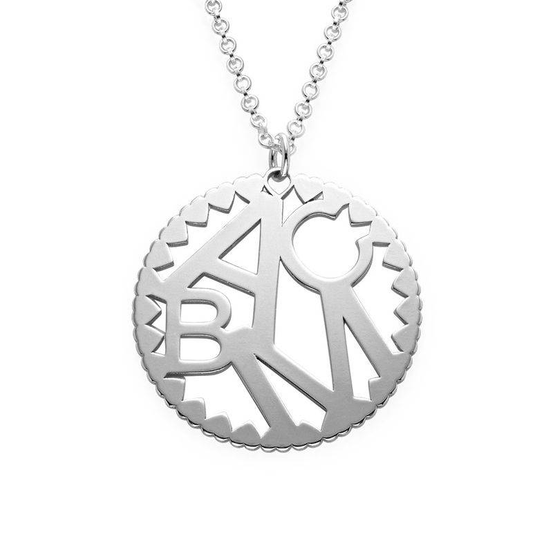 Multi Initials Circle Necklace in Sterling Silver-4 product photo
