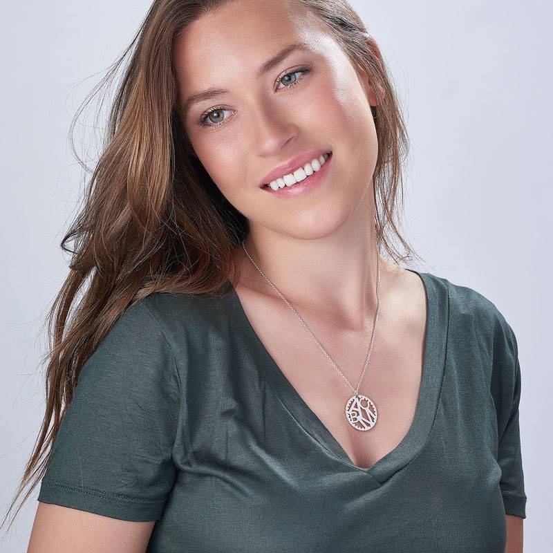 Multi Initials Circle Necklace in Sterling Silver-3 product photo