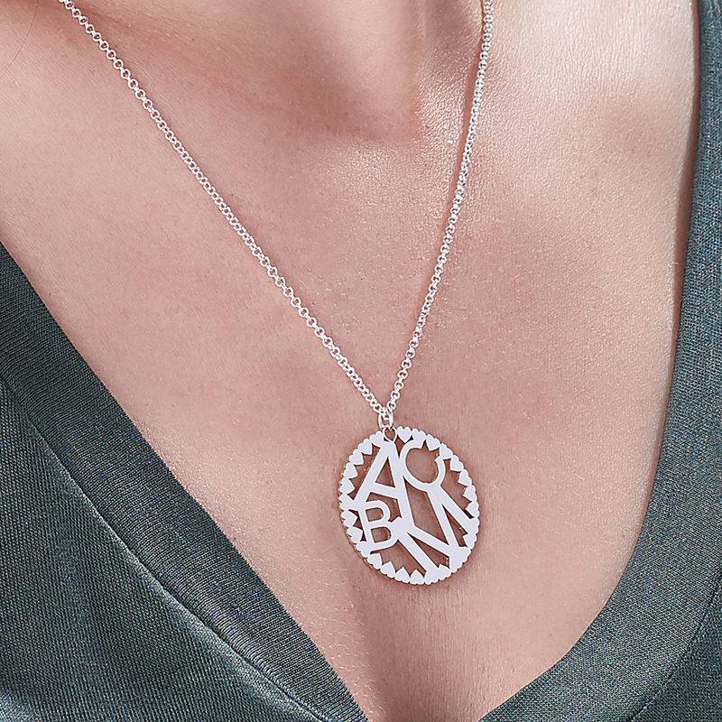 Multi Initials Circle Necklace in Sterling Silver-2 product photo
