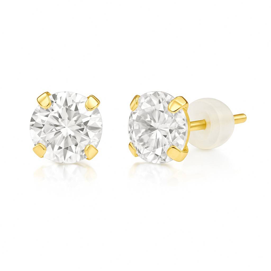10ct Solid Yellow Gold Cubic Zirconia Stud Earrings-1 product photo