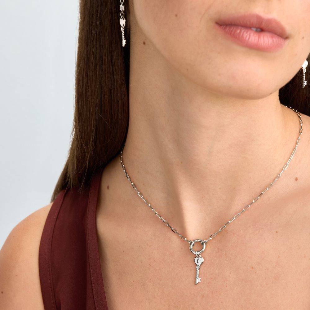 All Locked In Initial Necklace in Silver-4 All Locked In Initial Necklace in Silver-4 product photo