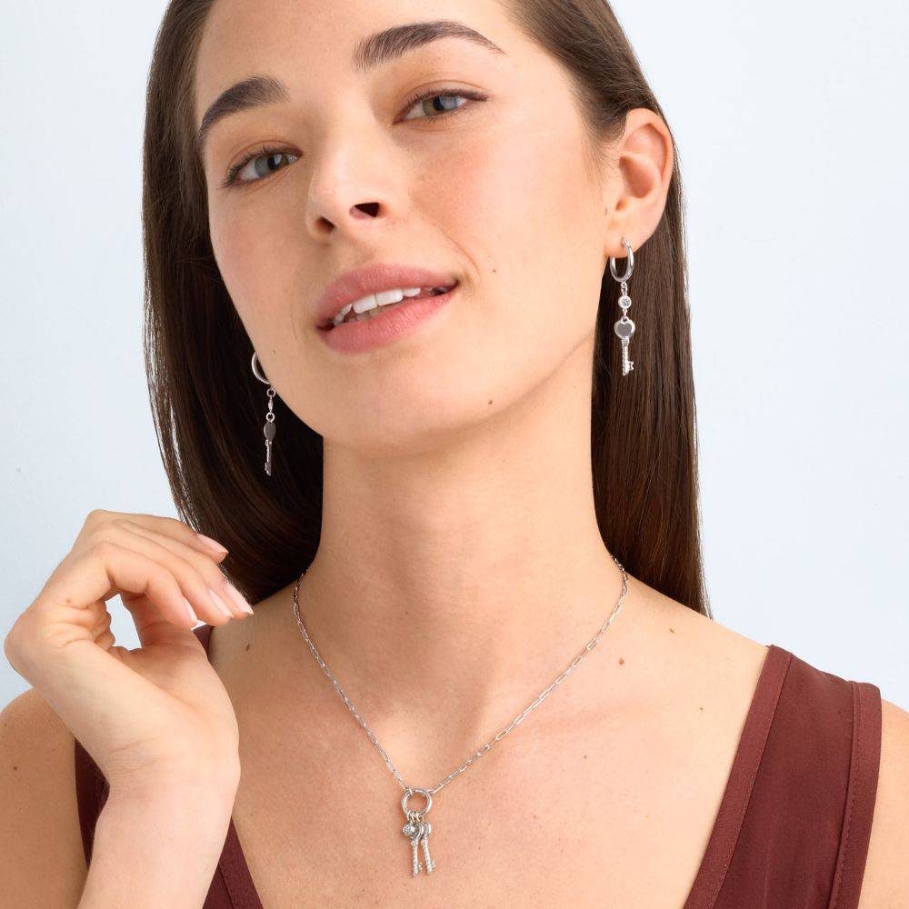 All Locked In Initial Necklace in Silver with Diamond-1 All Locked In Initial Necklace in Silver with Diamond-1 product photo