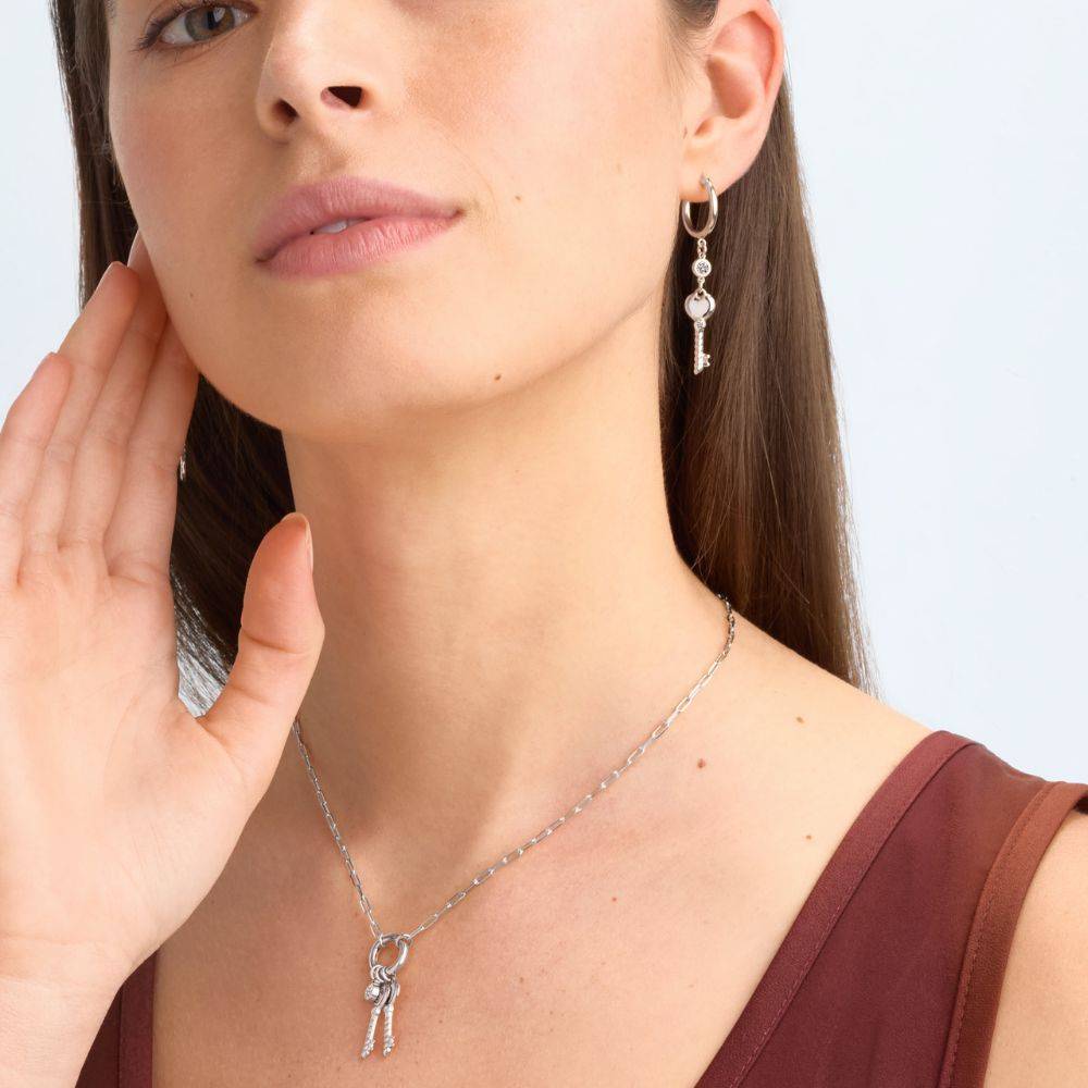 All Locked In Initial Necklace in Silver with Diamond-2 All Locked In Initial Necklace in Silver with Diamond-2 product photo