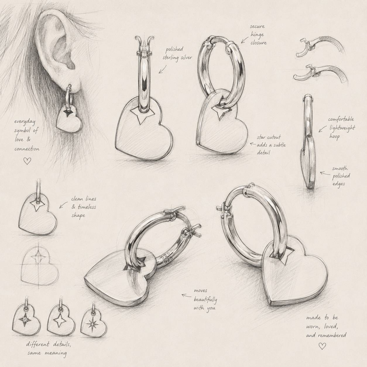 Always Hearts Hoop Earrings in Sterling Silver-5 product photo