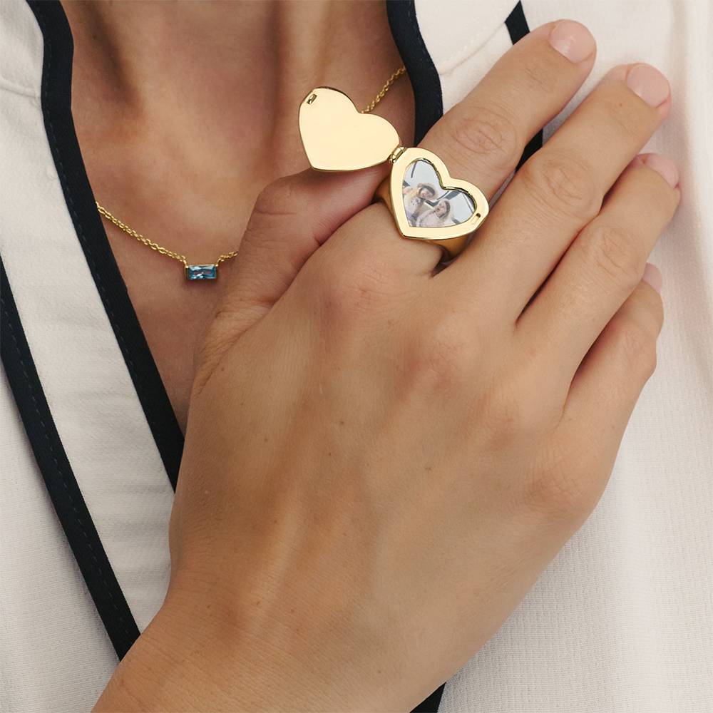 Always in My Heart  Photo Monogram Ring in Gold Finish-3 Always in My Heart  Photo Monogram Ring in Gold Finish-3 product photo
