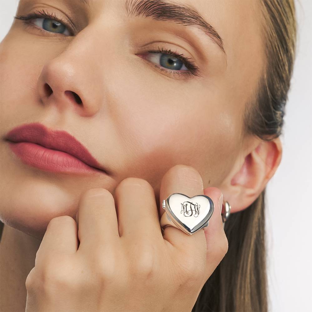 Always in My Heart Photo Monogram Ring in Silver Finish-3 Always in My Heart Photo Monogram Ring in Silver Finish-3 product photo