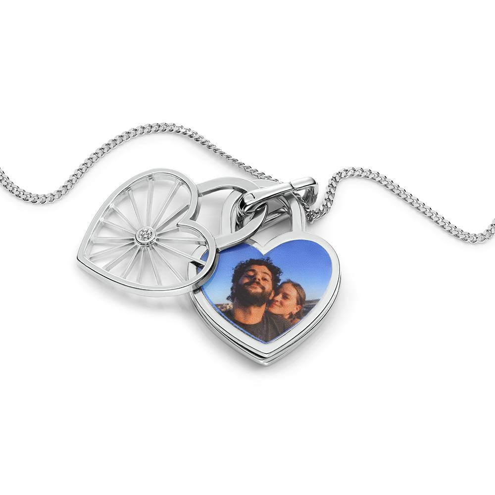 Amorette Photo Pendant Necklace with Diamond in Sterling Silver-2 Amorette Photo Pendant Necklace with Diamond in Sterling Silver-2 product photo