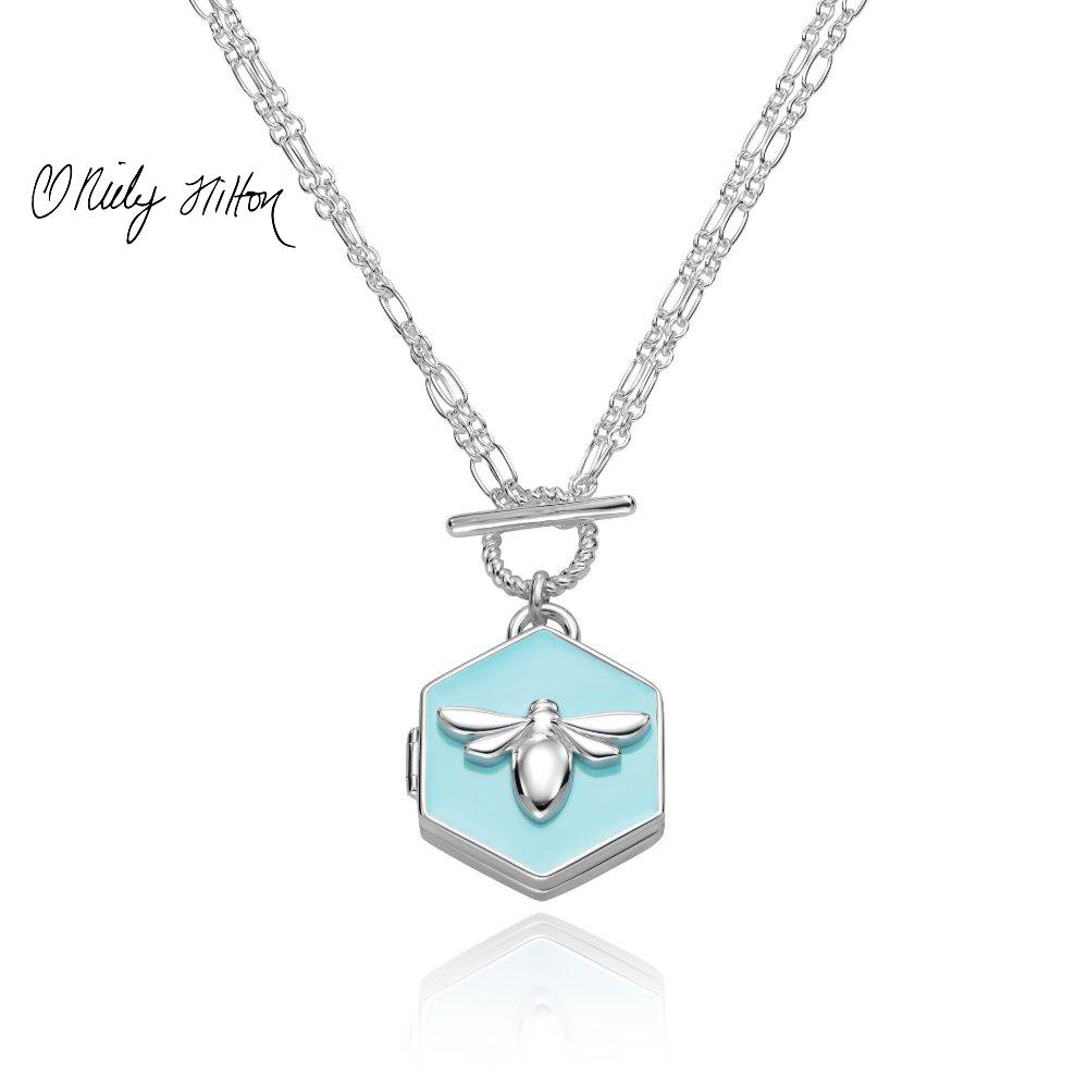 Bee Loved Locket with Blue Enamel-3 product photo