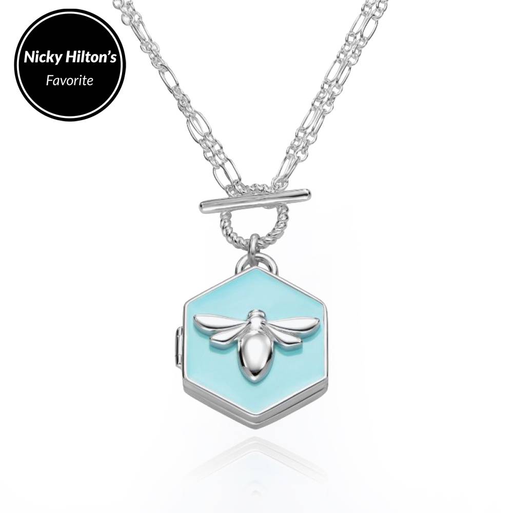 Bee Loved Photo Locket with Blue Enamel-5 product photo