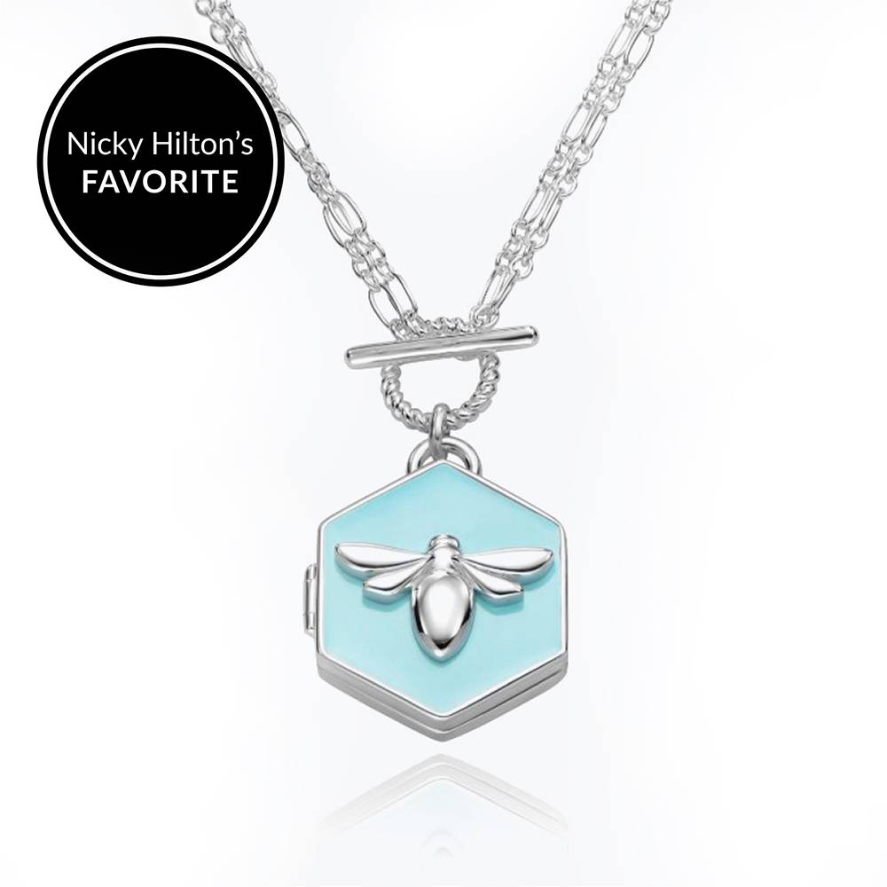 Bee Loved Photo Locket with Blue Enamel-5 product photo