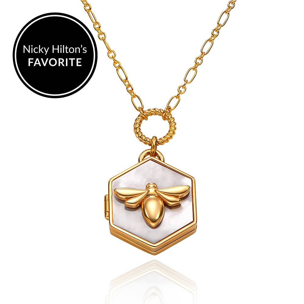 Bee Loved Photo Locket with Mother of Pearl-4 product photo