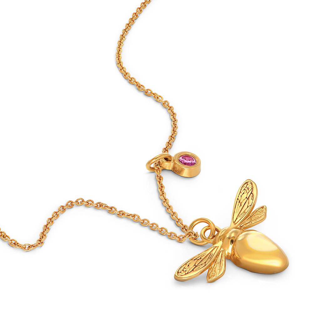 Bee Pendant Necklace with Birthstone in Gold Finish-2 Bee Pendant Necklace with Birthstone in Gold Finish-2 product photo