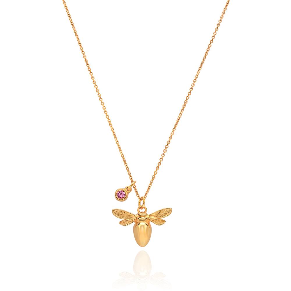 Bee Pendant Necklace with Birthstone in Gold Finish-4 Bee Pendant Necklace with Birthstone in Gold Finish-4 product photo