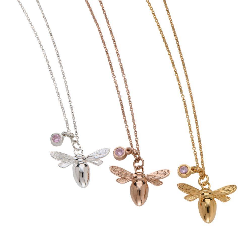Bee Pendant Necklace with Birthstone in Rose Gold Finish-1 product photo