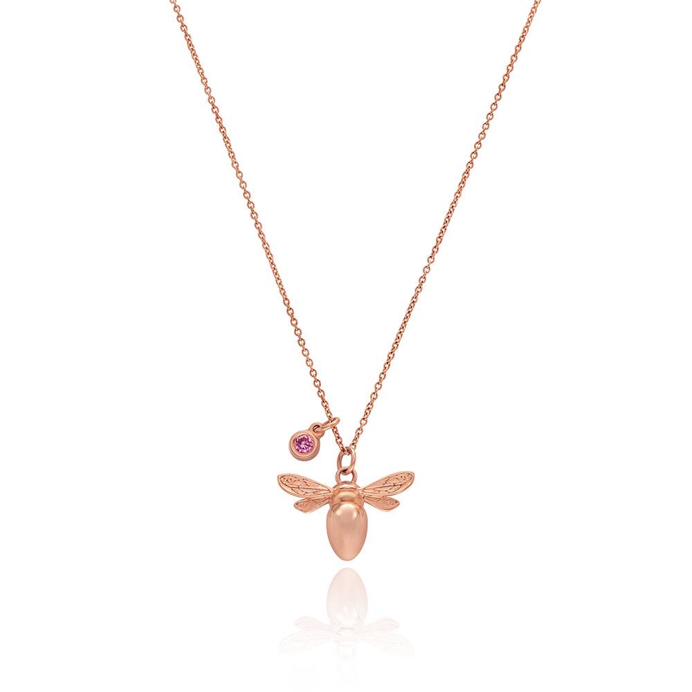 Bee Pendant Necklace with Birthstone in Rose Gold Finish-4 Bee Pendant Necklace with Birthstone in Rose Gold Finish-4 product photo