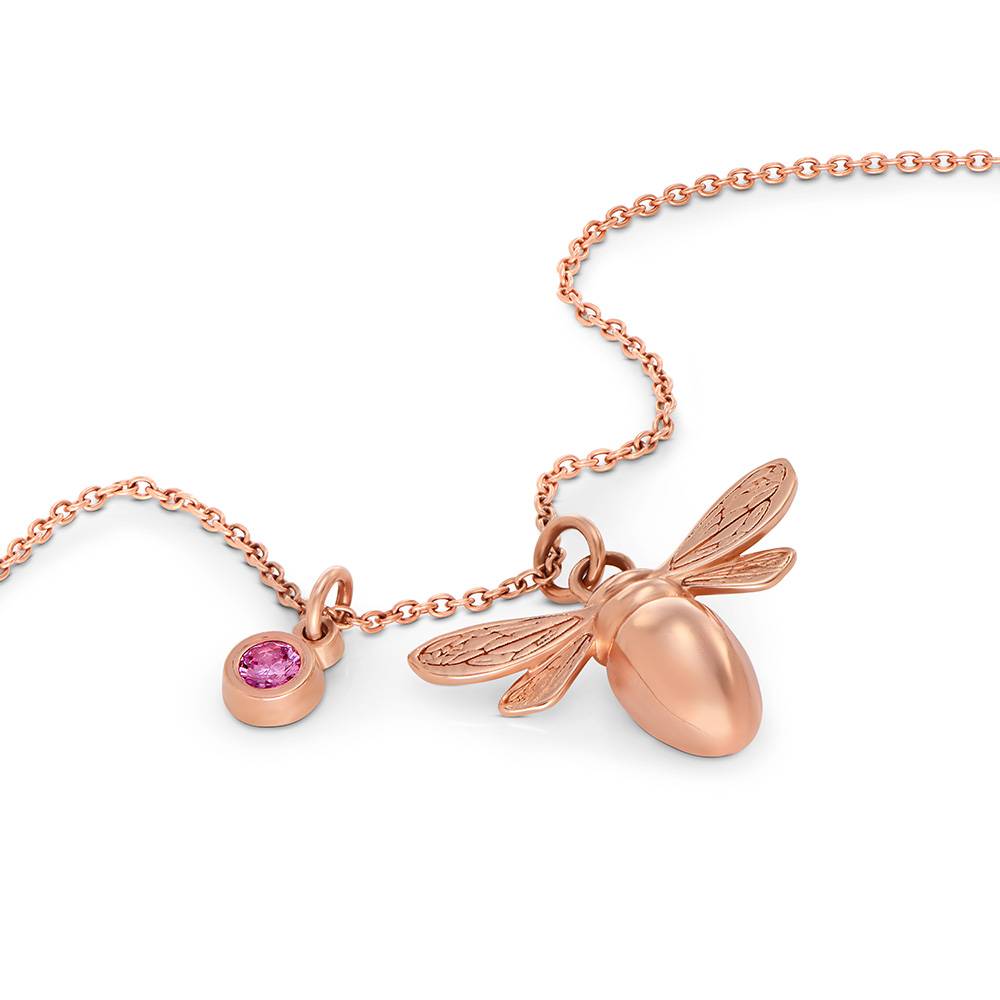 Bee Pendant Necklace with Birthstone in Rose Gold Finish-2 Bee Pendant Necklace with Birthstone in Rose Gold Finish-2 product photo