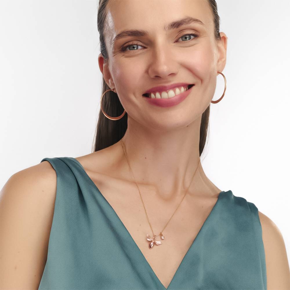 Bee Pendant Necklace with Birthstone in Rose Gold Finish-4 Bee Pendant Necklace with Birthstone in Rose Gold Finish-4 product photo