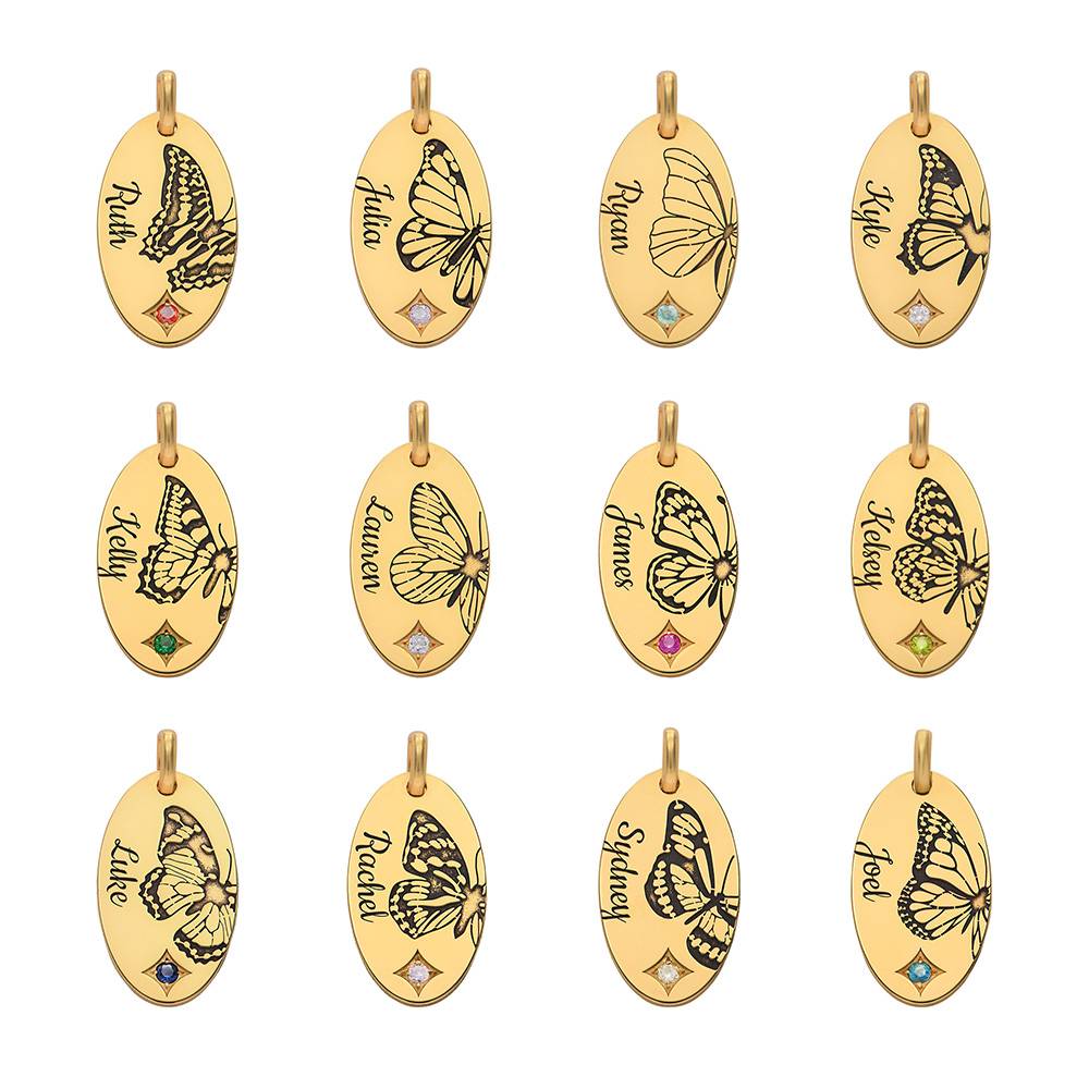 Birth Butterfly & Stone Layered Necklace in 18ct Gold Plating-4 Birth Butterfly & Stone Layered Necklace in 18ct Gold Plating-4 product photo