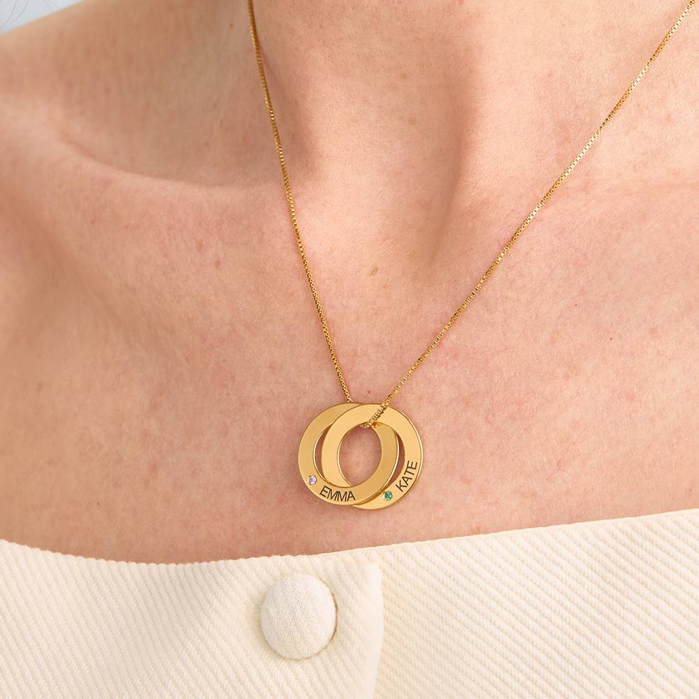 Russian Ring Necklace with 2 Rings and Birthstones in 18ct Gold Plating-3 Russian Ring Necklace with 2 Rings and Birthstones in 18ct Gold Plating-3 product photo