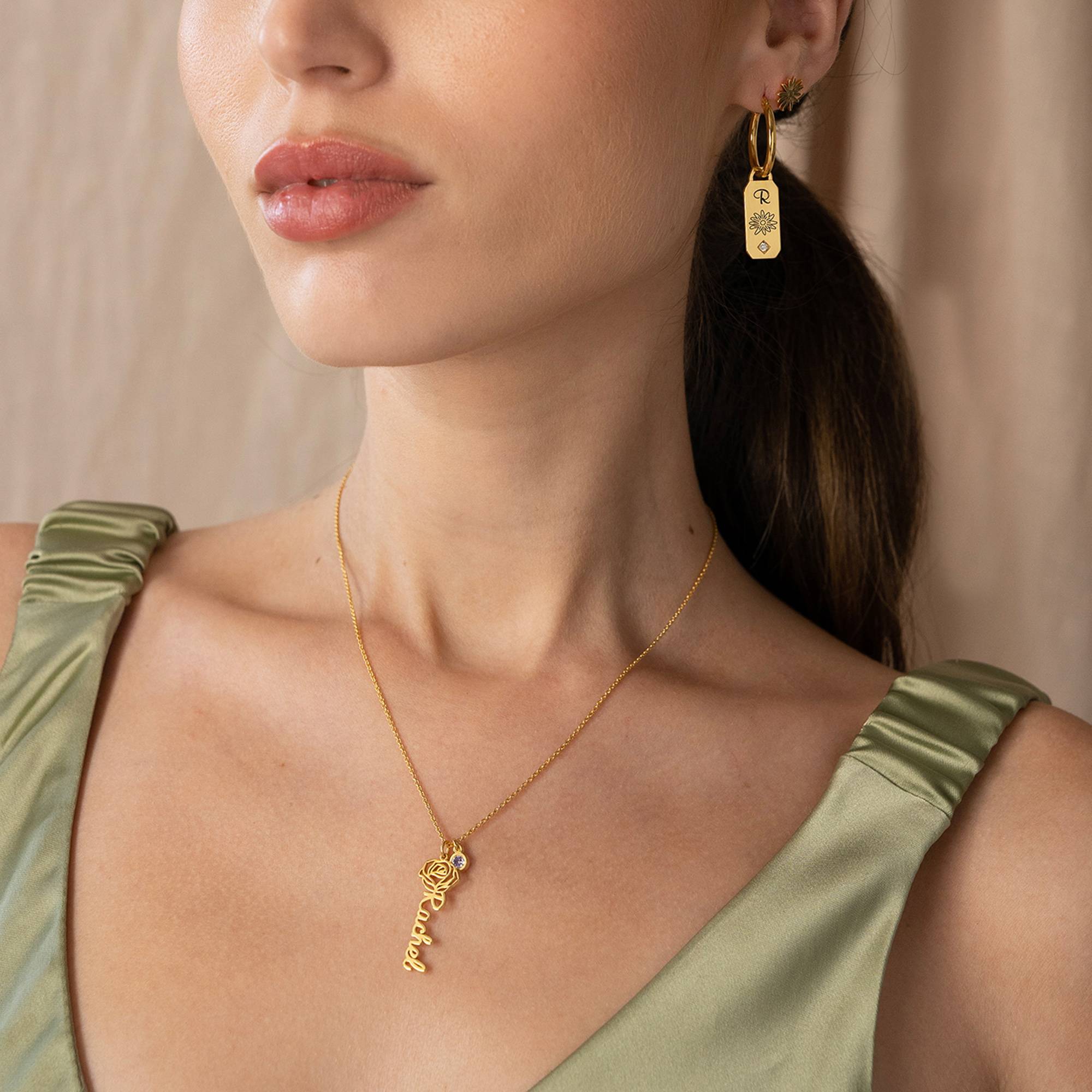 Blooming Birth Flower Name Necklace in 18ct Gold Plating-3 Blooming Birth Flower Name Necklace in 18ct Gold Plating-3 product photo