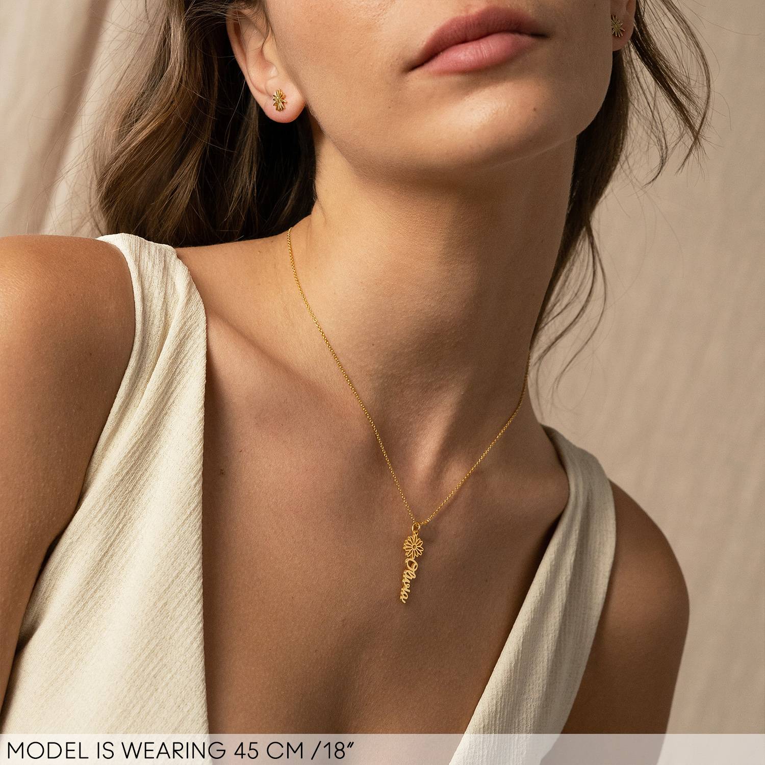 Blooming Birth Flower Name Necklace in 18ct Gold Vermeil-5 Blooming Birth Flower Name Necklace in 18ct Gold Vermeil-5 product photo