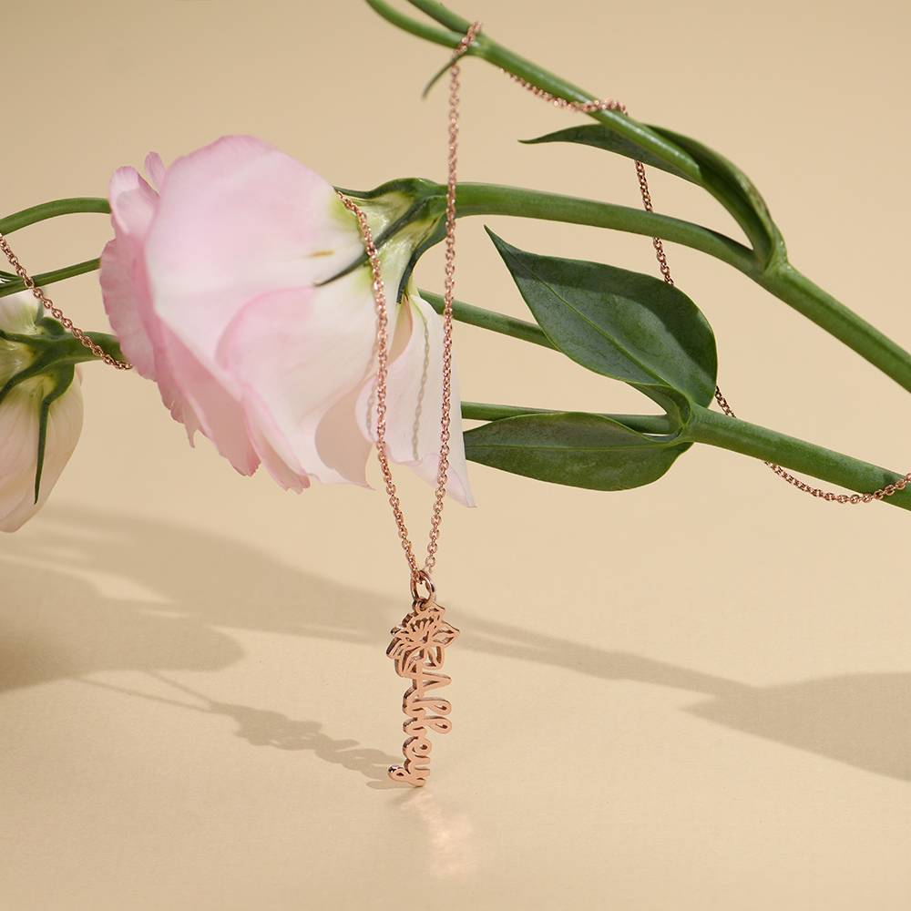 Blooming Birth Flower Name Necklace in 18ct Rose Gold Plating-1 Blooming Birth Flower Name Necklace in 18ct Rose Gold Plating-1 product photo