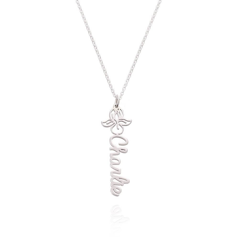 Blooming Birth Flower Name Necklace in Sterling Silver-1 Blooming Birth Flower Name Necklace in Sterling Silver-1 product photo