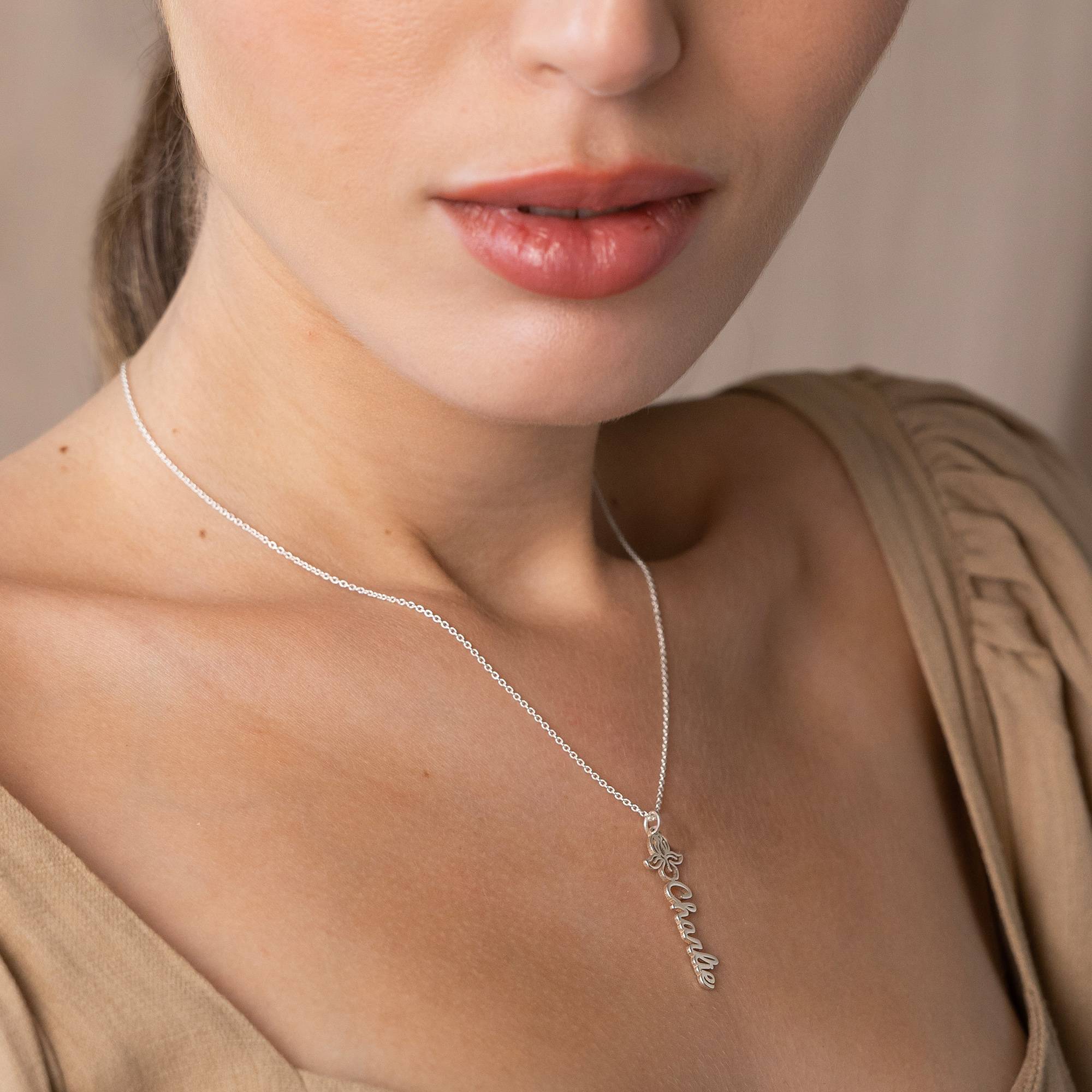 Blooming Birth Flower Name Necklace in Sterling Silver-5 Blooming Birth Flower Name Necklace in Sterling Silver-5 product photo