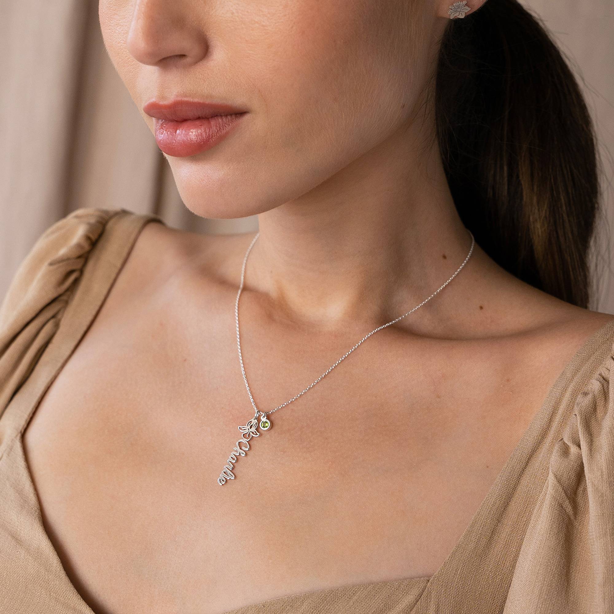 Blooming Birth Flower Name Necklace in Sterling Silver-4 Blooming Birth Flower Name Necklace in Sterling Silver-4 product photo