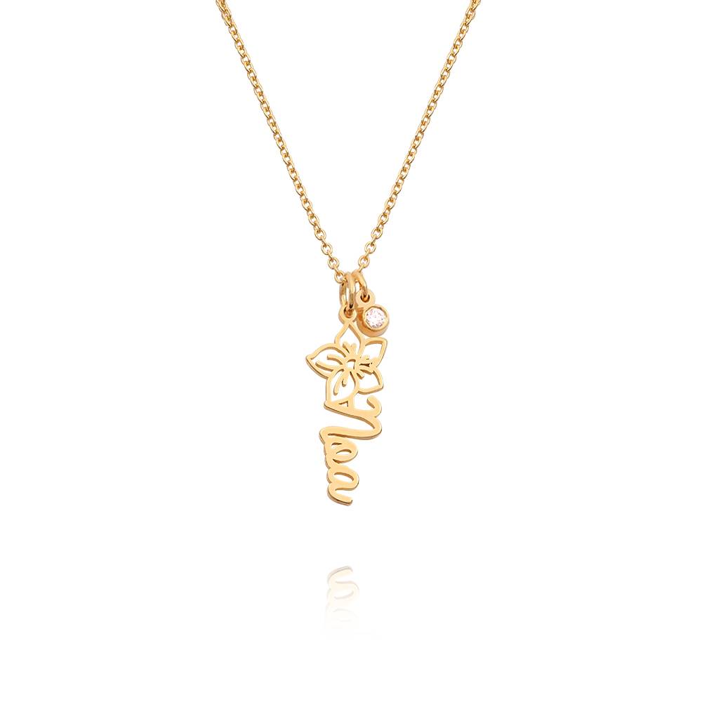 Blooming Birth Flower Name Necklace with Diamond in 18ct Gold Plating-5 product photo