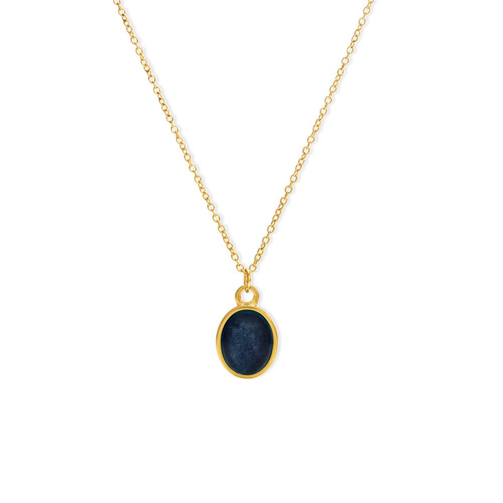 Blue Cabochon Pendant Necklace in Gold Plating-1 product photo