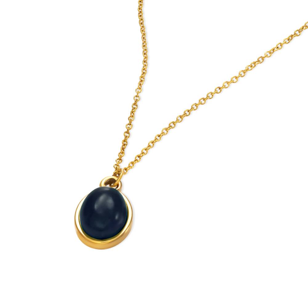 Blue Cabochon Pendant Necklace in Gold Plating-3 product photo