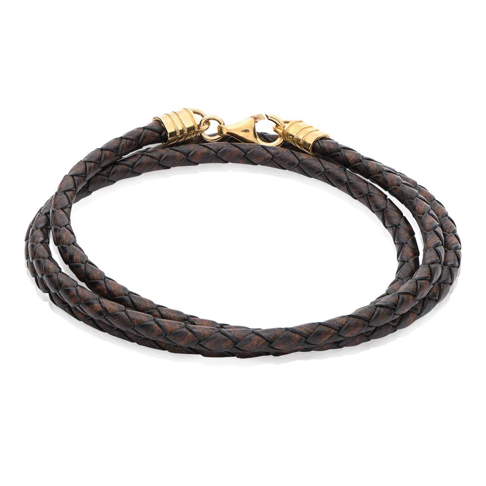 Brown Leather Cord for Women in 18ct Gold Vermeil-1 Brown Leather Cord for Women in 18ct Gold Vermeil-1 product photo