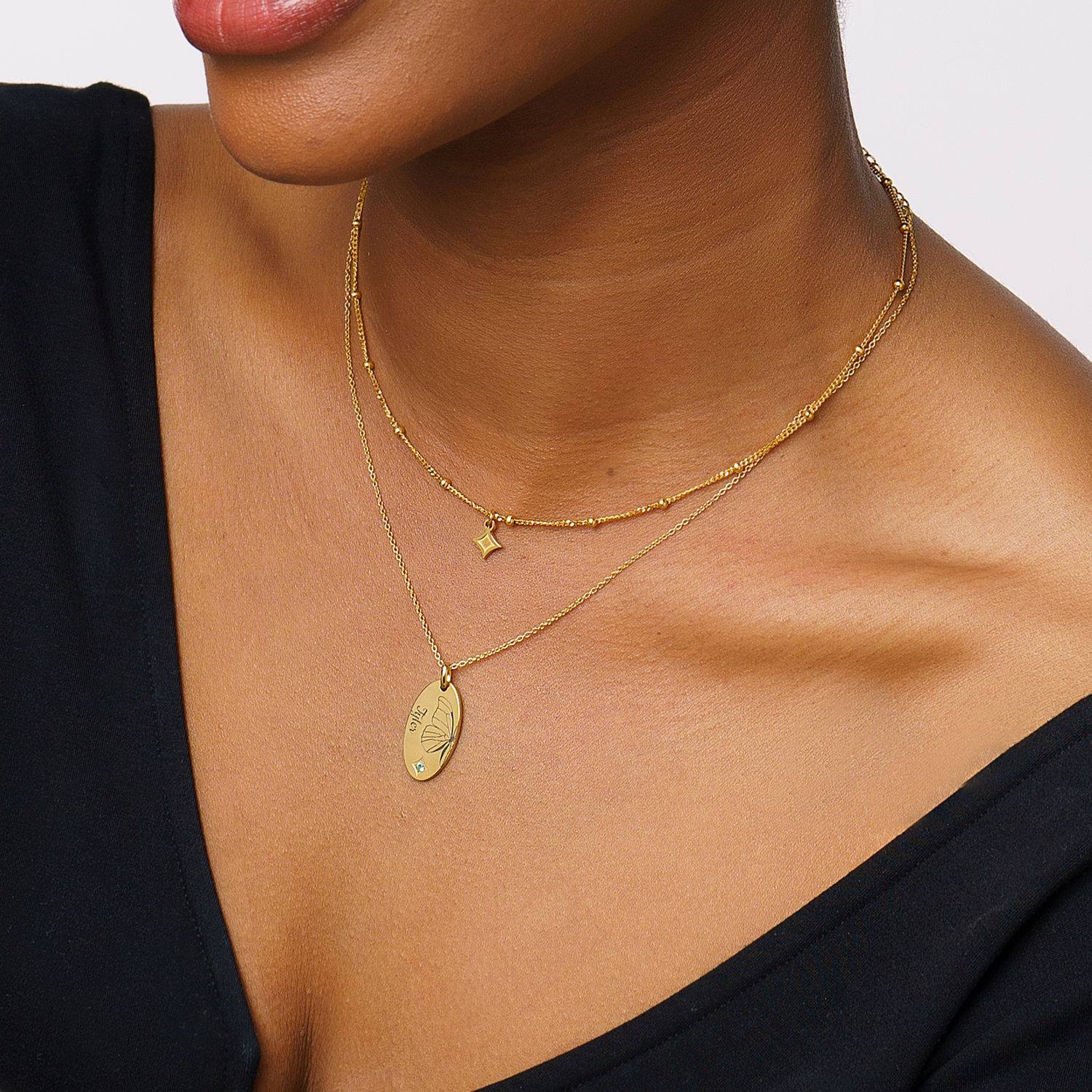 Birth Butterfly & Stone Layered Necklace in 18ct Gold Plating-3 Birth Butterfly & Stone Layered Necklace in 18ct Gold Plating-3 product photo