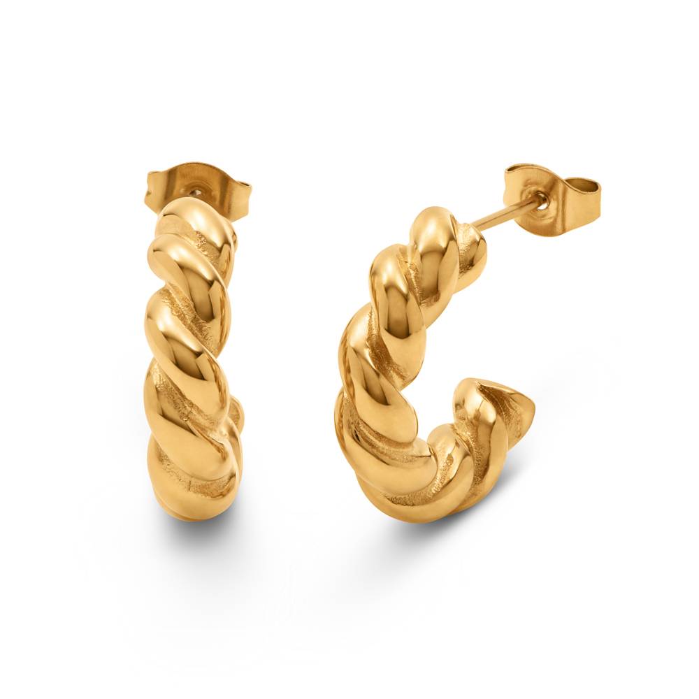 Celine Twist Hoops in Stainless Steel with Gold PVD-Free Gift-1 product photo