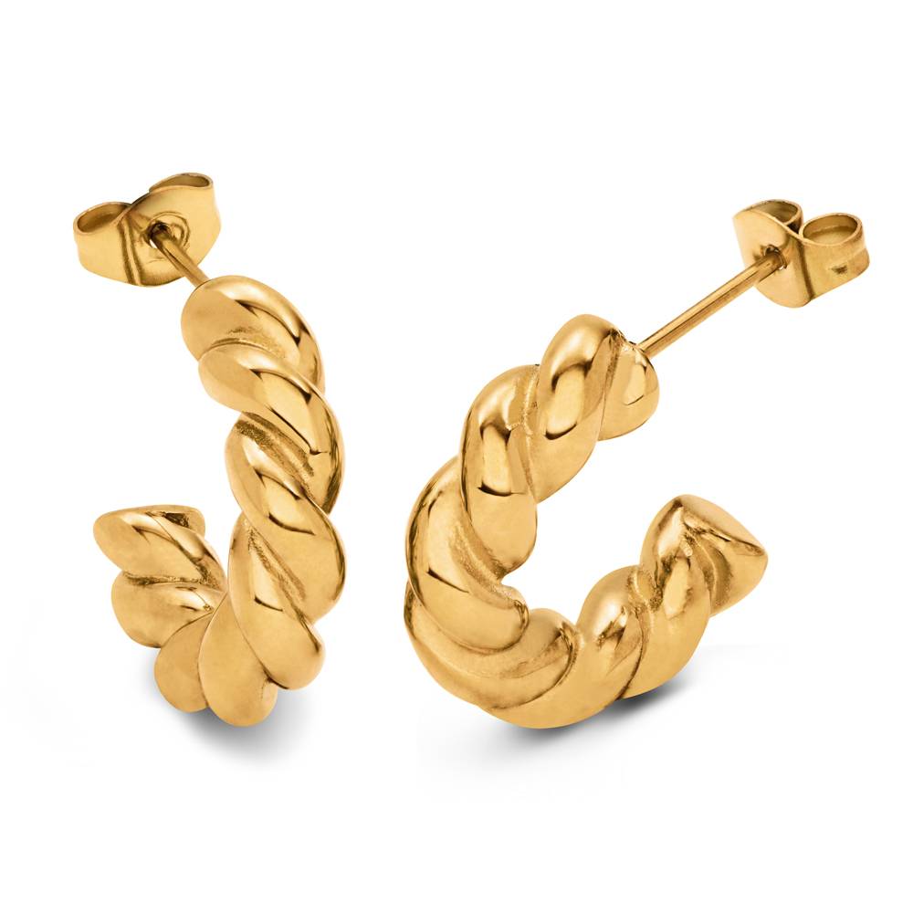 Celine Twist Hoops in Stainless Steel with Gold PVD-Free Gift-2 product photo