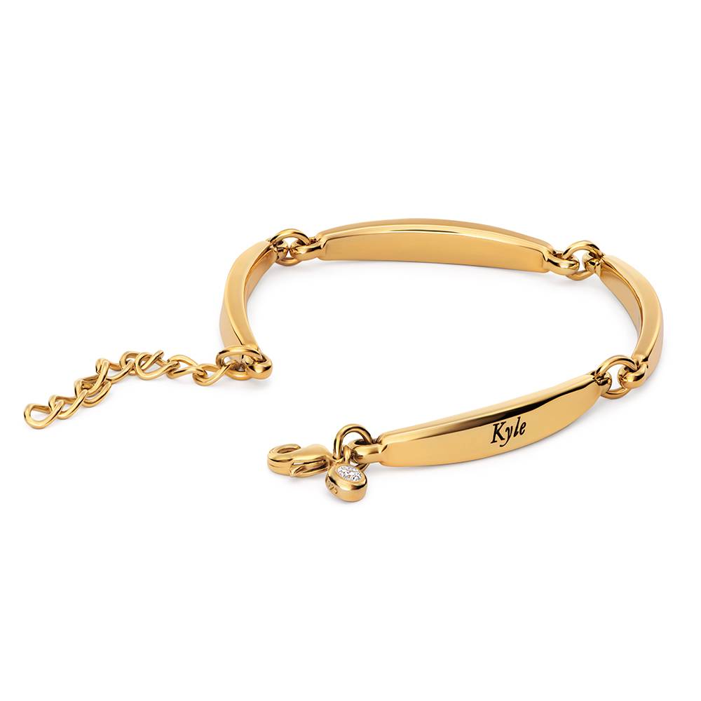 Chapters Engraved Bar Bracelet in Gold Plating with 0.10CT Diamond-4 product photo