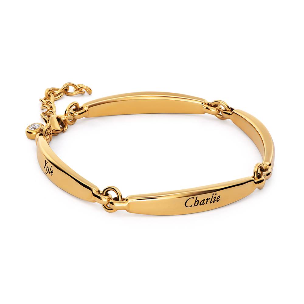 Chapters Engraved Bar Bracelet in Gold Plating with 0.10CT Diamond-1 product photo