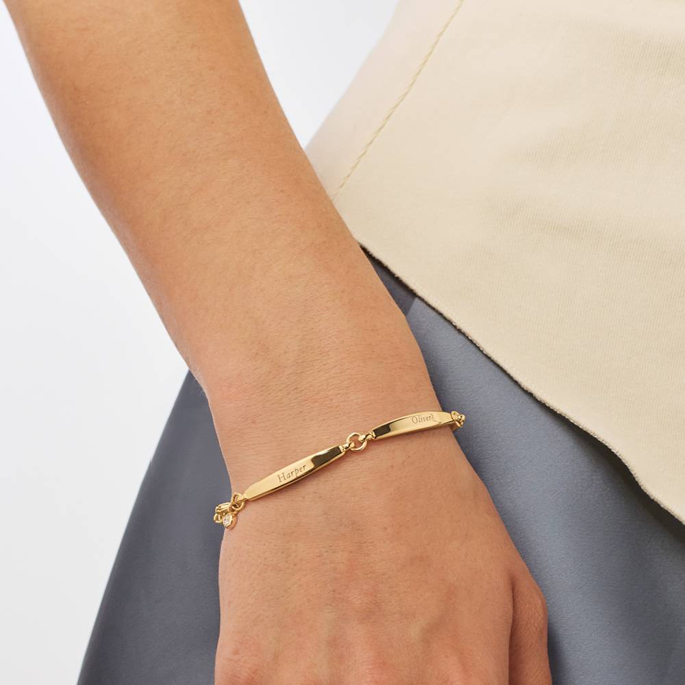 Chapters Engraved Bar Bracelet in Gold Plating with 0.10CT Diamond-2 product photo